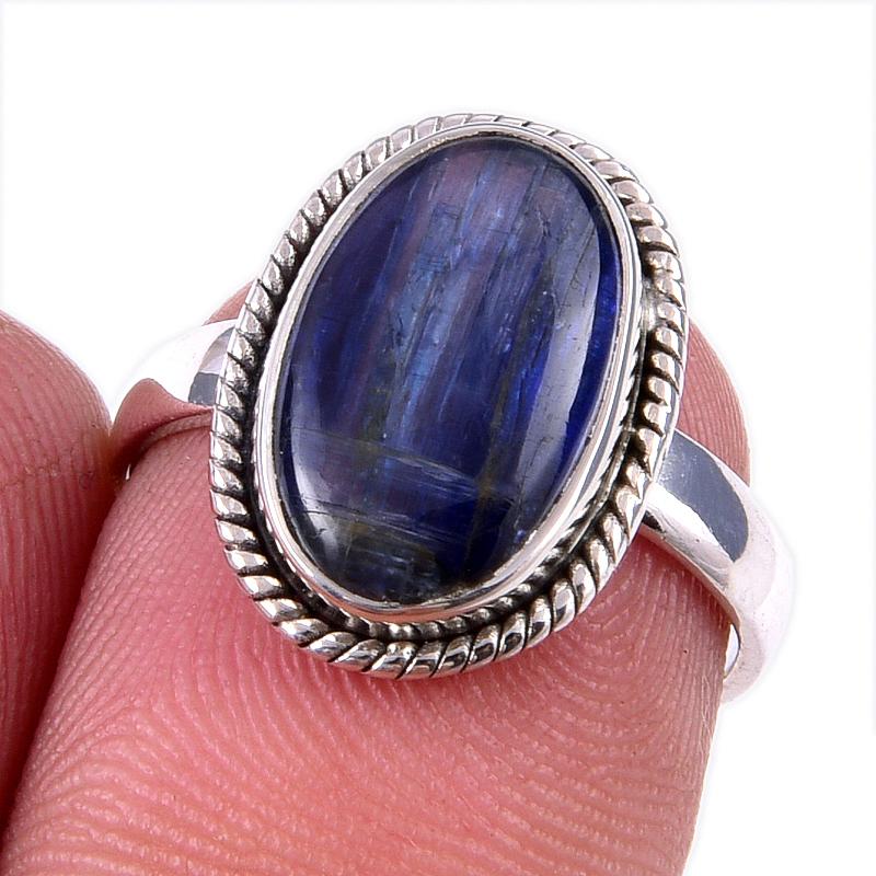 Natural Kyanite Gemstone Handmade 925 Solid Sterling Silver Gift Ring S.6 I1c05