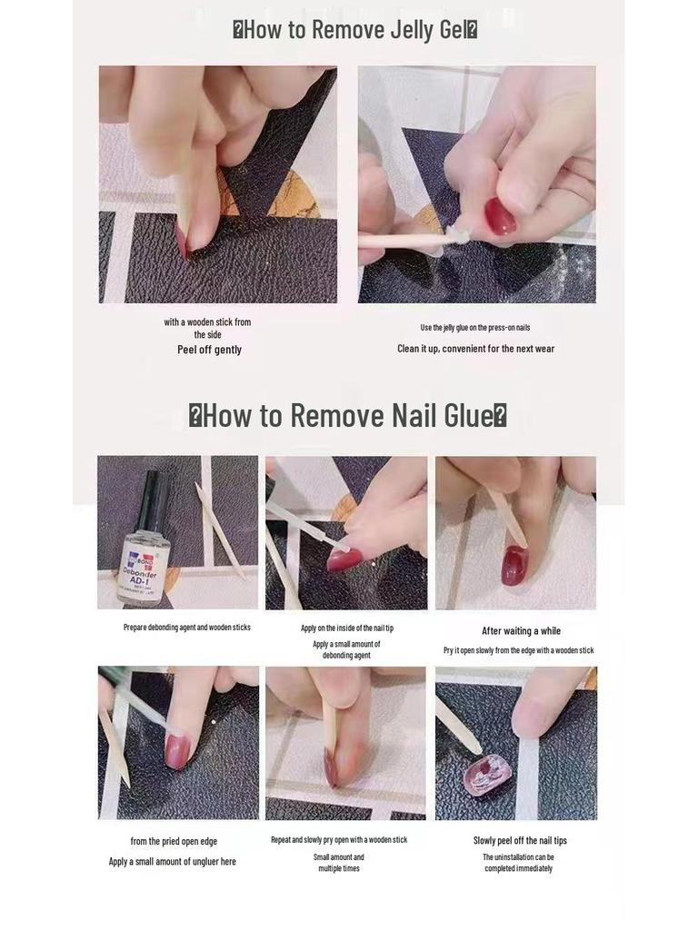 Elegant 3D Hand-painted Long Wearable Nails - European & American Style Manicure