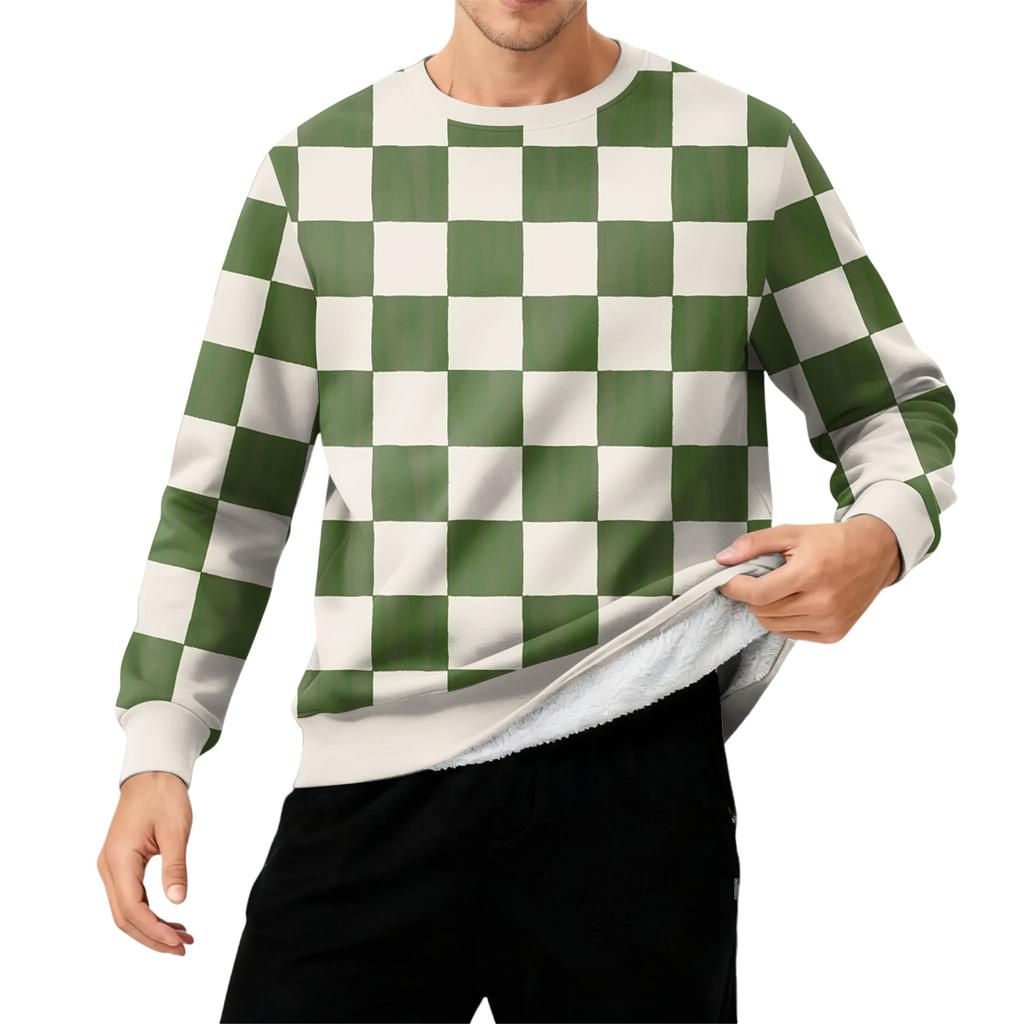 Men's Round Neck Fleece-Lined Thick Solid Color Sweatshirt