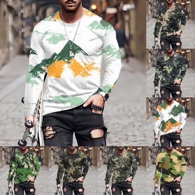 Men's T Shirt O-Neck Clothing Apparel Outdoor Long Sleeve Print Fashion Designer Vintage