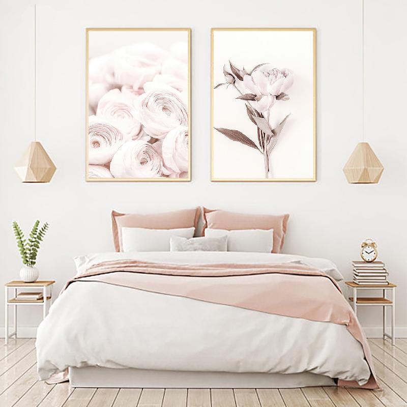 Romantic Pink Flowers Modern Line Woman Love Art Wall Art Canvas Painting Poster Print Wall Paintings For Living Room Decor