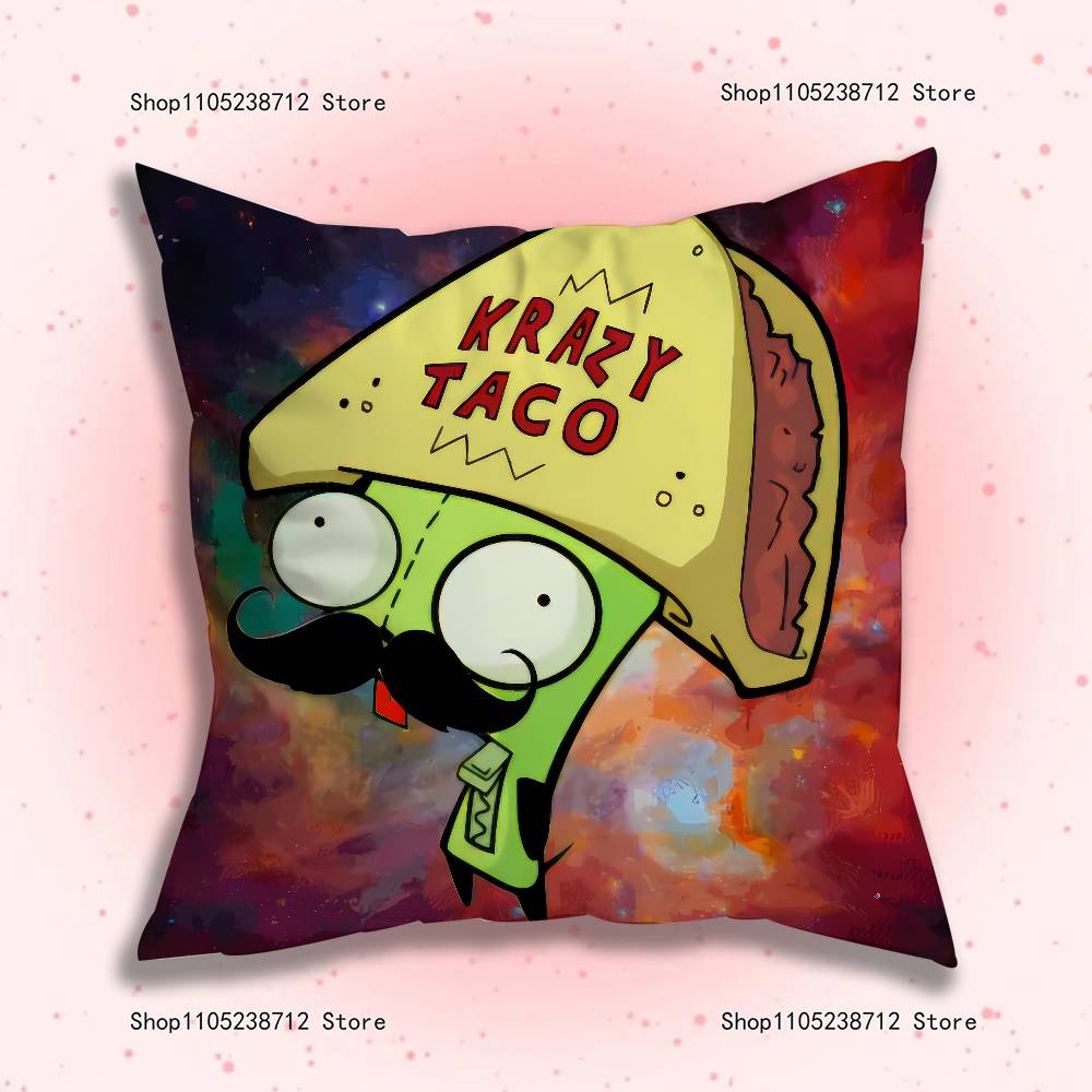 Cute Z-ZIM I-Invaders AnimePillow Case For Sofa Decor Car Office Room Printing Cushion Cover Decorations and Protector