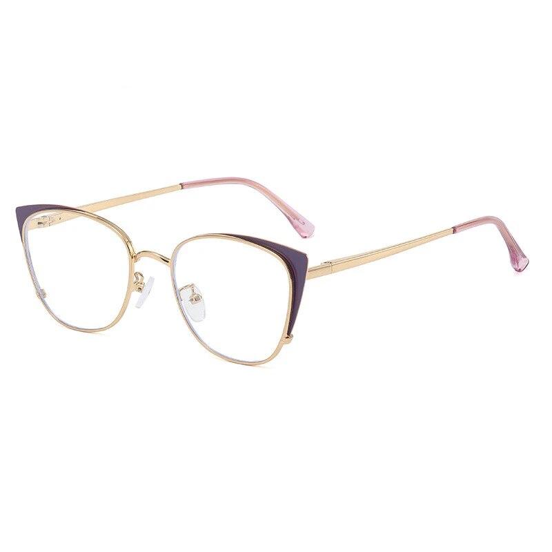 New Cat Eye Anti-blue Light Glasses Women Men Metal Spring Leg Eyeglass Frame Optical Computer Glasses Wholesale