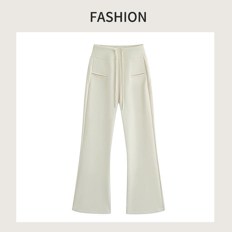 

Женские черные брюки клеш с высокой посадкой - Весна/Осень 2025, Приталенные микро-клеш, Стиль супермодели XL (Recommended for 125-140 jin)