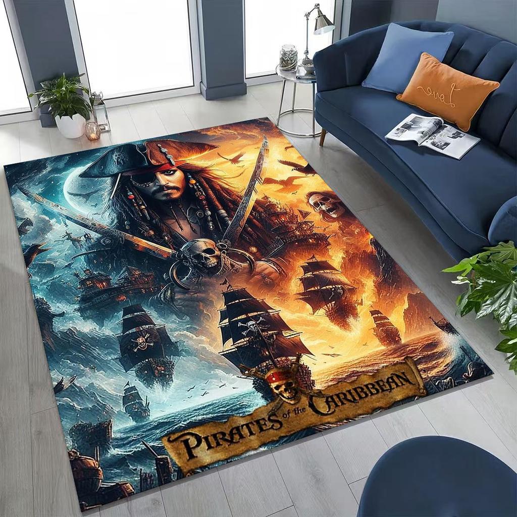 Captain Jack Pirates of The Caribbea Johnny Depp Carpet Rug for Bedroom Living Room Sofa Home Doormat Decor,Non-slip Floor Mat