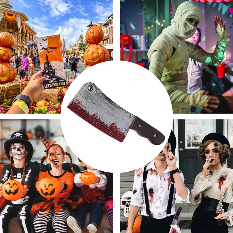 Halloween Decor Props Faked Bloody Sharp Knife Horror Cosplay Plastic Toy Simulation Weapons Fake Kitchen Knife Party Supplies
