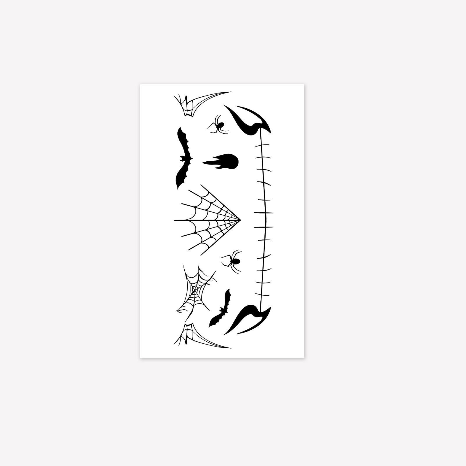 Premium Sense Wind Diablo Halloween Spider Bat Face Makeup Face Sticker Tattoo Sticker 9*15