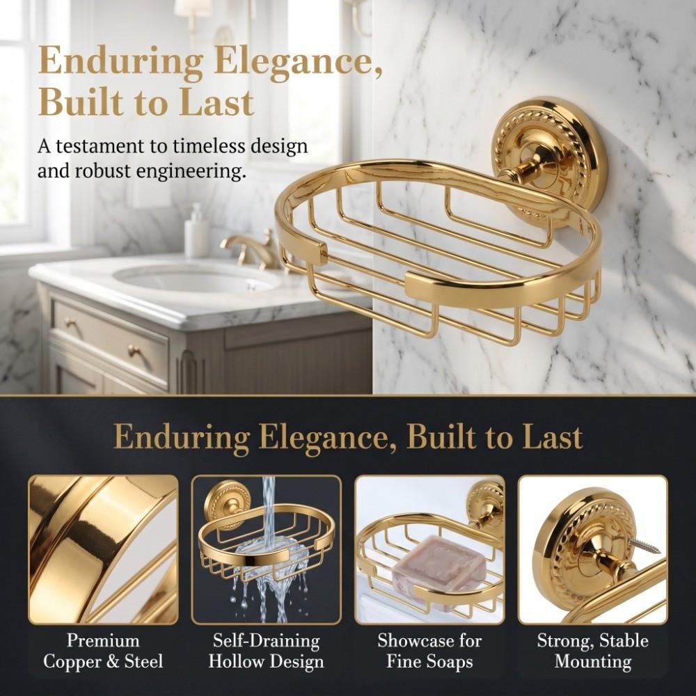Golden Soap Basket Copper Soap Dish Durable Soap Holder Space Saving
