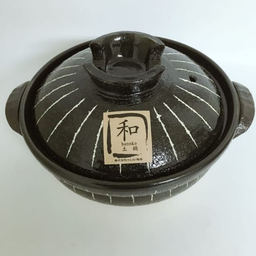 Earthenware Rice Cooker/rice Kettle, Ceramic, Banko Ware, Kurojukusa, Direct Heat, Microwave, and Oven Safe (No. 9 Pot)