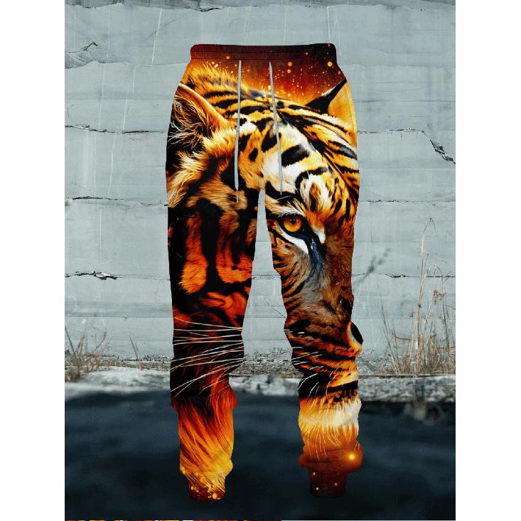 Dominating Realistic Style Tiger Head 3D Printed Hoodie Two-Piece Set