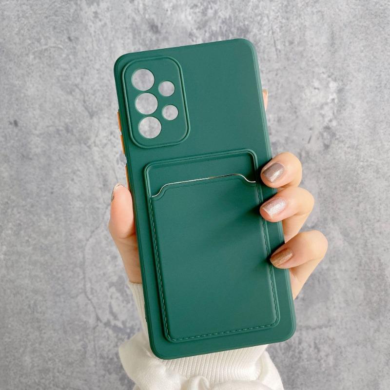 Suitable for Samsung S23 S25Ultra Integrated Card Case S22 Contrasting Color Button Skin Feeling Shell A36 A55