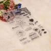 Clear Stamp Seals Birthday Wishes Transparent Stamps Flowers Silicone Stamps for Cards Journal Scrapbooking Decorations