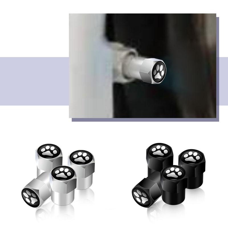 Creative Cool Design Paw Pet Animal Paw Footprints Emblém Auto Pneumatika Víčko ventilku Pneumatika Prach Cap Dekor Pro univerzální styling auta 4ks