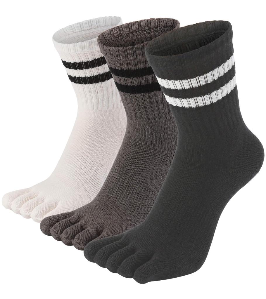 WIOIW Women's Five-Toe Socks, Sports Socks, Cotton, Durable, Perfect for Running, Commuting, and School, 3 Pairs