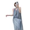 New Lazy Wind French Blue Sleeveless Suspender Dress Children's Summer Seaside Vacation Fairy Dress