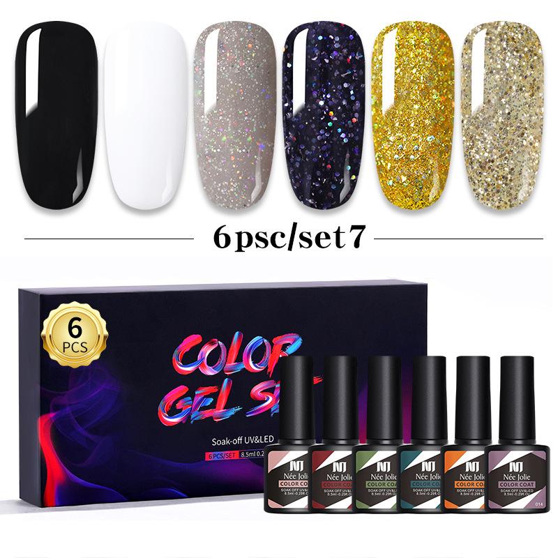 Nail Polish Glue Set 8Ml 6 Bottles Boxed Nail Art Barbie Glue Japanese Nail Color Glue Phototherapy Glue
