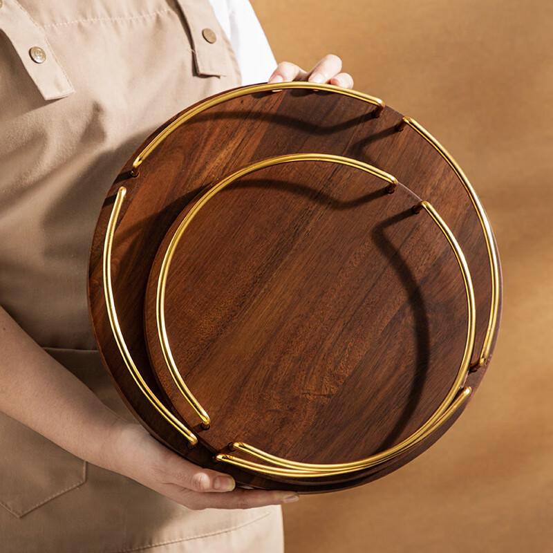Ru Han Acacia Wood Round Storage Tray