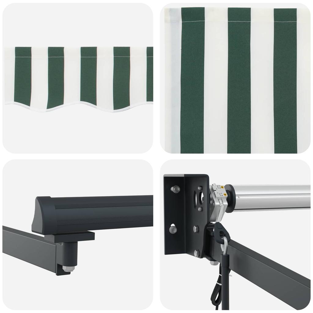 Electric Retractable Awning In Green White and Anthracite 4 X 3 M