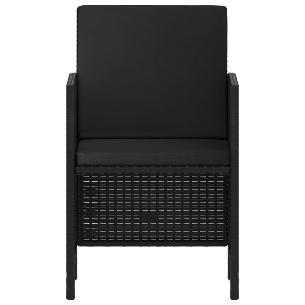 6 Piece Outdoor Dining Set with Cushions Black Poly Rattan