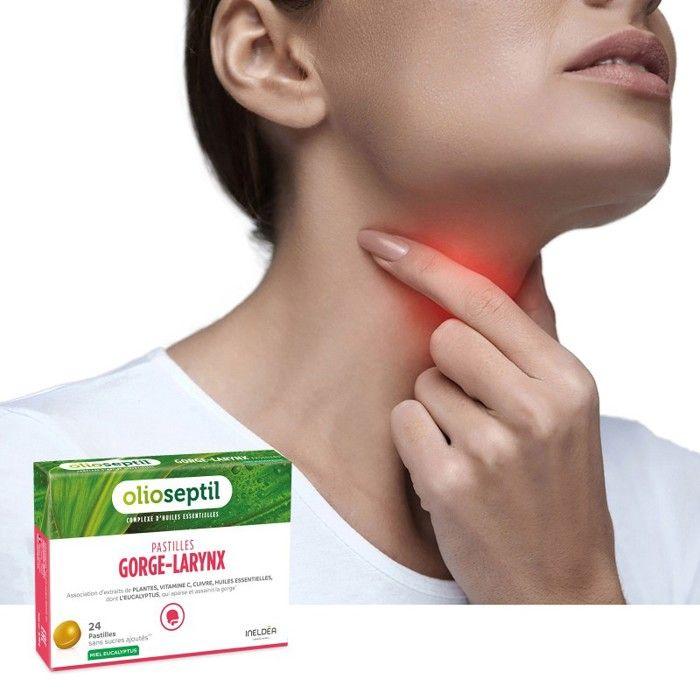 OLIOSEPTIL® Pastilles à Sucer Gorge-Larynx - Apaise et Assainit la Gorge - Sans Sucres Ajoutés - Extraits de Plantes, Vitamine C, Cu