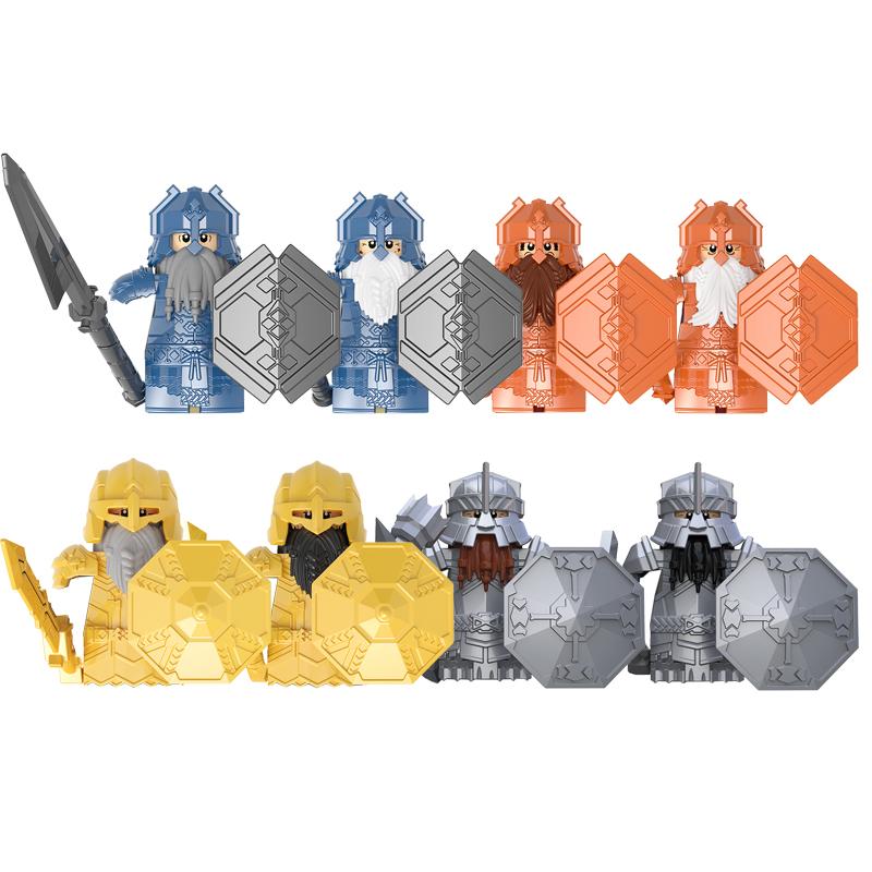 New MOC LOTR Soldier Dwarf Army Figures Armor Guard Warrior Medieval Knights Building Blocks Bricks Toys Gifts