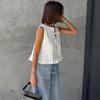 White Bandage Ribbed Sexy Tank Top Shirts Women Hollow Out Lace Up Sleeveless Slim Tops Hottie Summer Deep V Neck Street Sexy Beach Bandage Y2k Vest