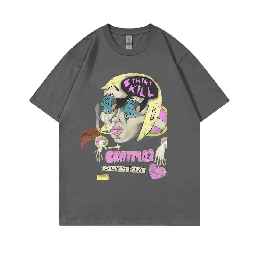 Punk Rock Band Bikini Kill Bratmobile Olympia Tour T Shirts Riot Grrrl Kathleen Hanna Tshirt Unisex Women Casual Oversized Tshirt