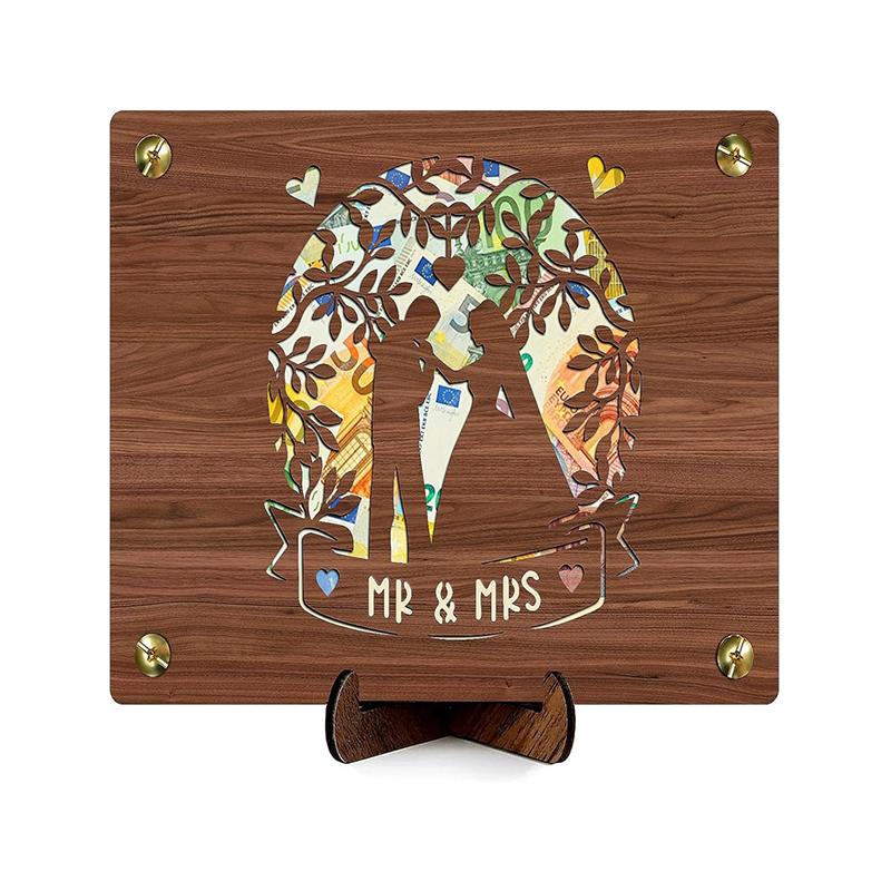 1PC Birthday/Wedding Friend Friendship Gifts Graduation DIY Wooden Photo Frame With Bracket Creative Greeting Card Money Clip