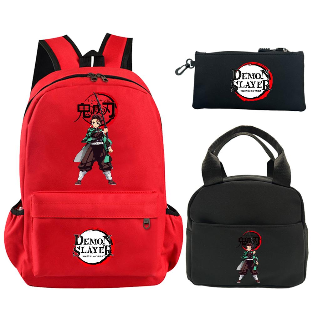 3Pcs/set Anime Demon Slayer Printed Backpack with Shoulder Bag Pencil Case for Teenager Student Boy Girl Large Capacity Waterproof Schoolbag Mochila