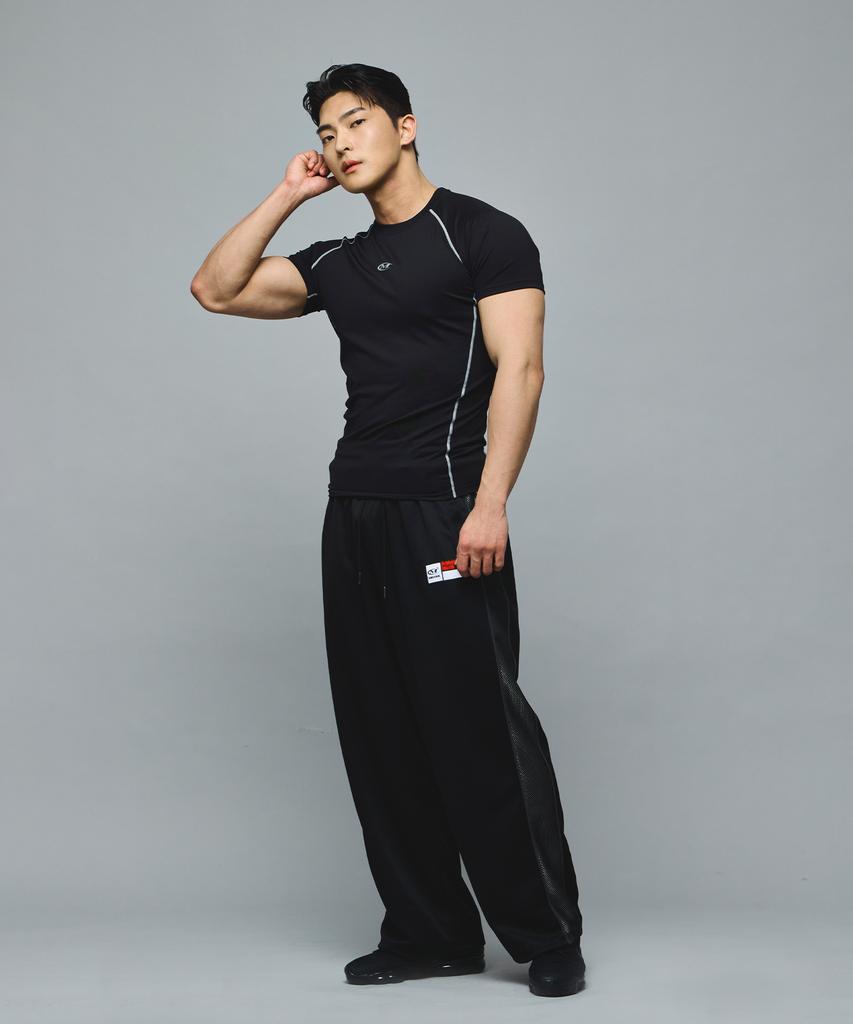 Mihag Sponsor Logo Mesh Jersey Wide Pants (Black)