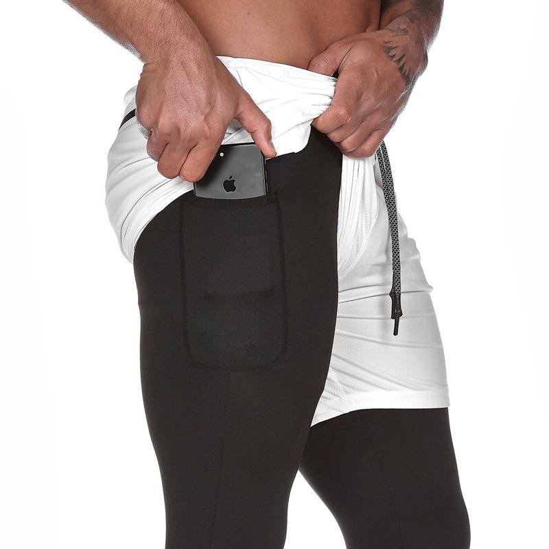 Men 2 In 1 Running Shorts With Compression Liner And Drawstring Waist