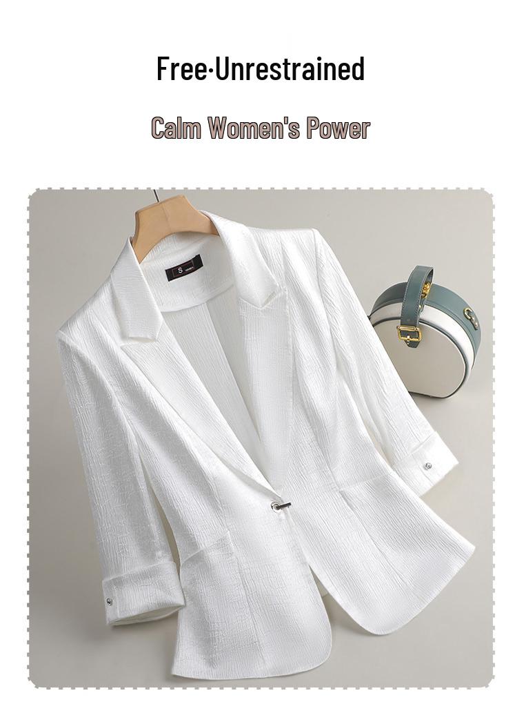 Zihong Women's Angola Red Seven-Sleeve Spring Blazer - High-End, Waist-Hugging Design