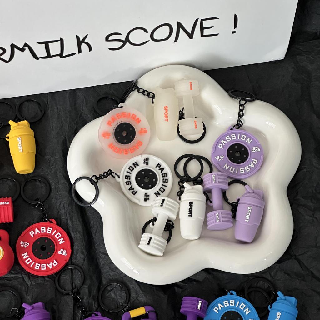 Miu Series Dumbbell Plate Keychain: Trendy Fitness Accessory & Sports Jewelry Gift