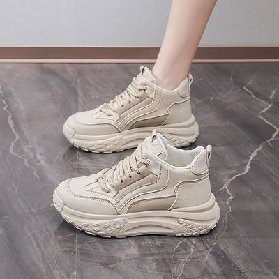 Autumn High Top Chunky Sneakers for Women Korean Running Shoes with Height Increasing Design Students Comfortable Footwear