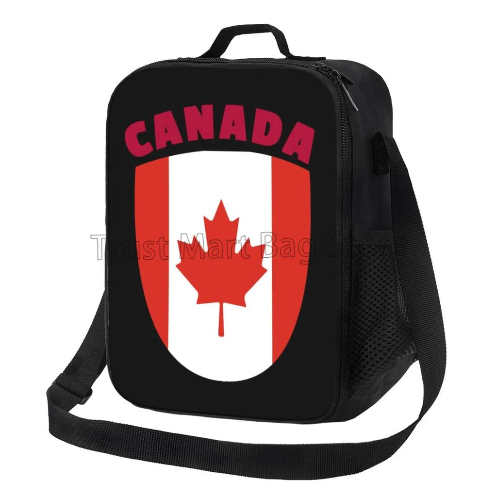Canada Flag Print Lunch Bags for Women Kids Portable Thermal Cooler Bento Box with Adjustable Strap for Work School Picnic Beach