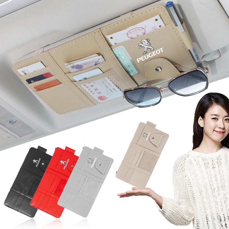 Car Sun Visor Point Type Multi-function Storage Bag Car Accessories For Peugeot 308 408 508 RCZ 208 3008 2008 206 207 108 406 407 408 206 207 306 307