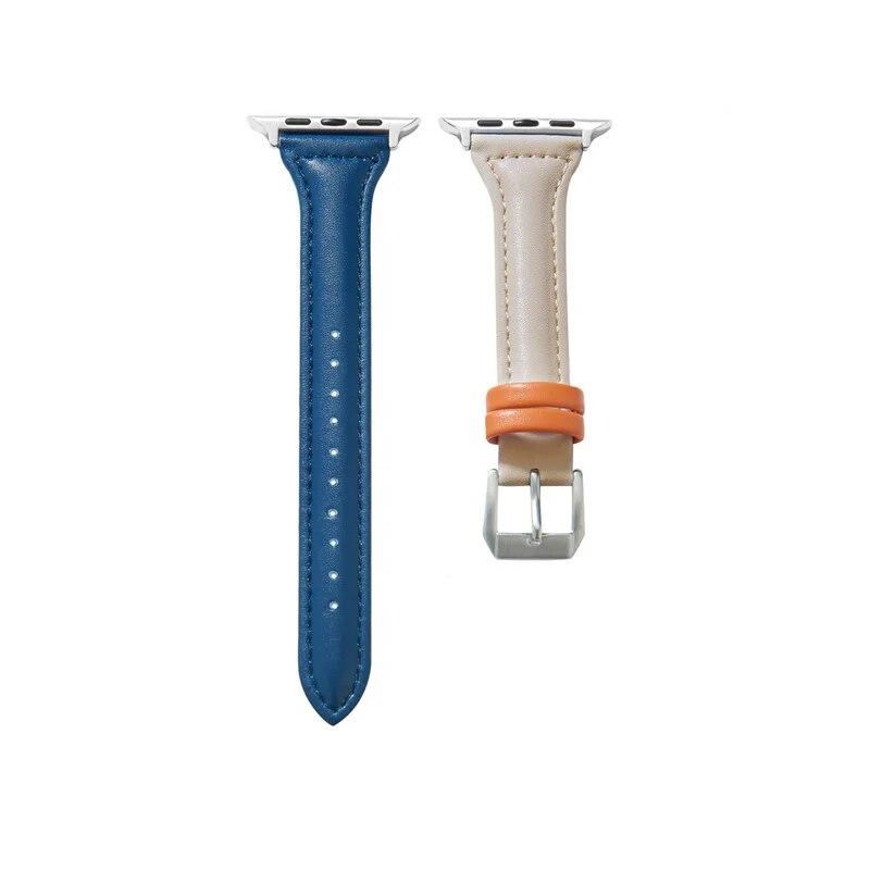 

Тонкий кожаный ремешок для Apple Watch, ремешок 44 мм, 40 мм, 41 мм, 42 мм, 38 мм, 49 мм, женский браслет, ремешки для Apple Watch 8, 45 мм, Ultra 9, 7 se, 3, 4, 6 49mm-42-44-45mm