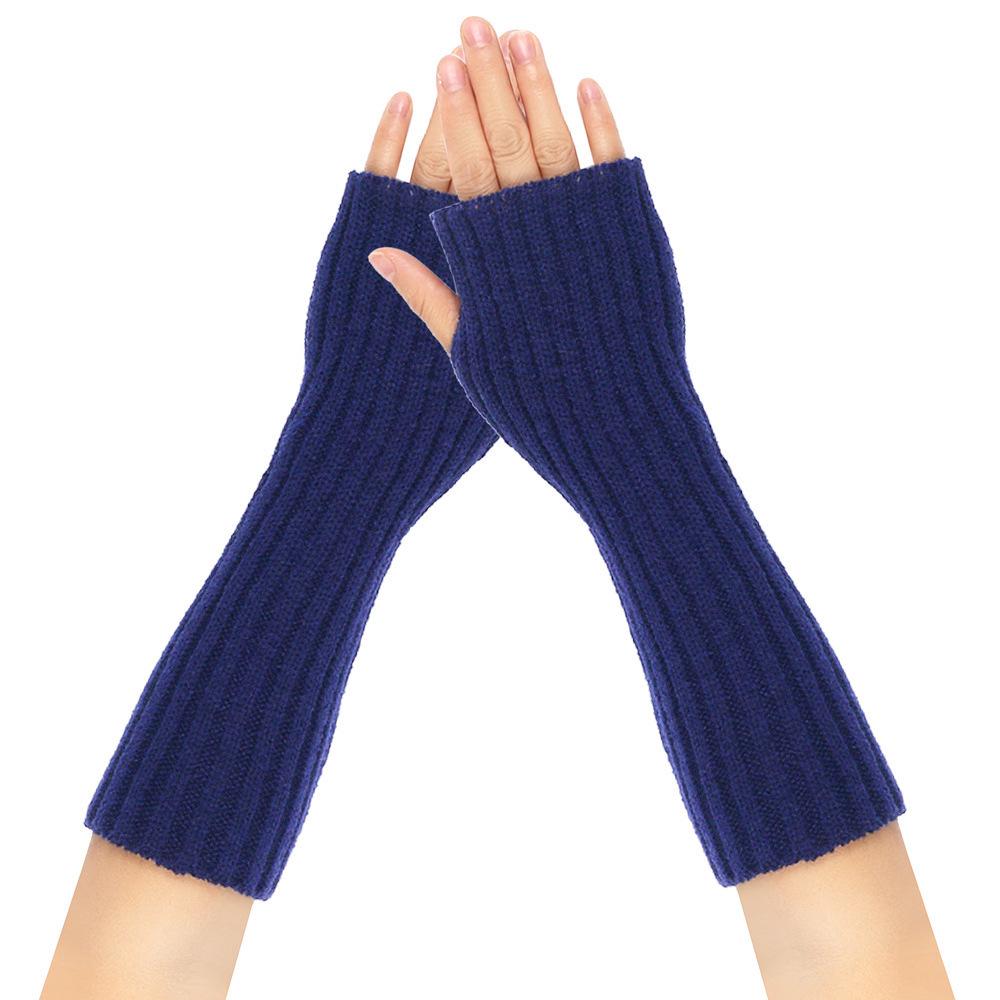 Unisex Autumn-Winter Knitted Wool Half-Finger Gloves: Colorful Open-Finger Warm Arm Sleeves One Size