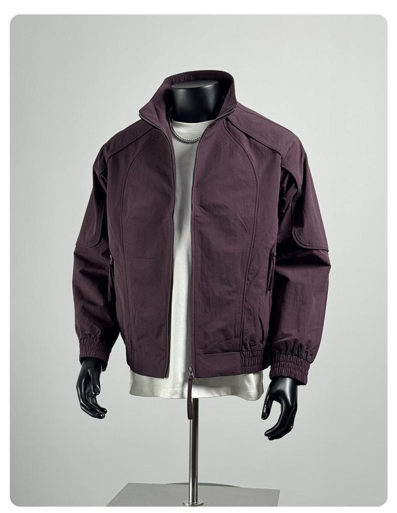 Men's Spring Japanese Style Jacket - Versatile and Stylish in Black and Deep Purple
