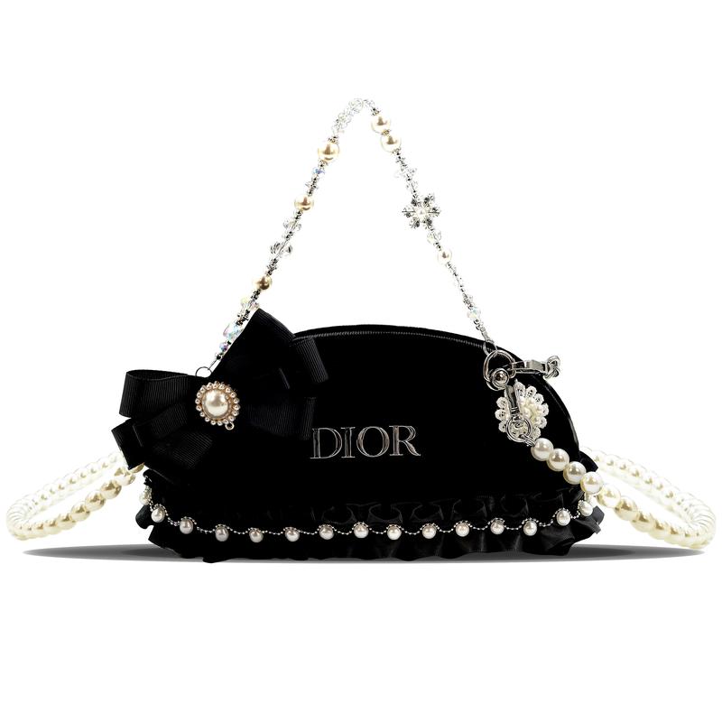 

DIOR [Customized Cosmetic Bag] Pearl Nocturne Storage Black Semi-circle Velvet Retro Simple Commuting Daily Literary чорний