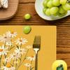 4/6pcs Placemat Set, New Bright Yellow Daisy Series Linen Placemats - Suitable for Dining and Coffee Tables Standard Format Placemats, High-Quality