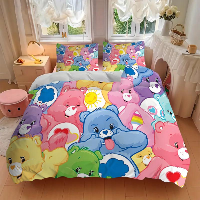 Colorful Care Bears Collage Print 3Pcs Bedding Setduvet Cover With 2 Bedropillowcase Home Birthday Gift