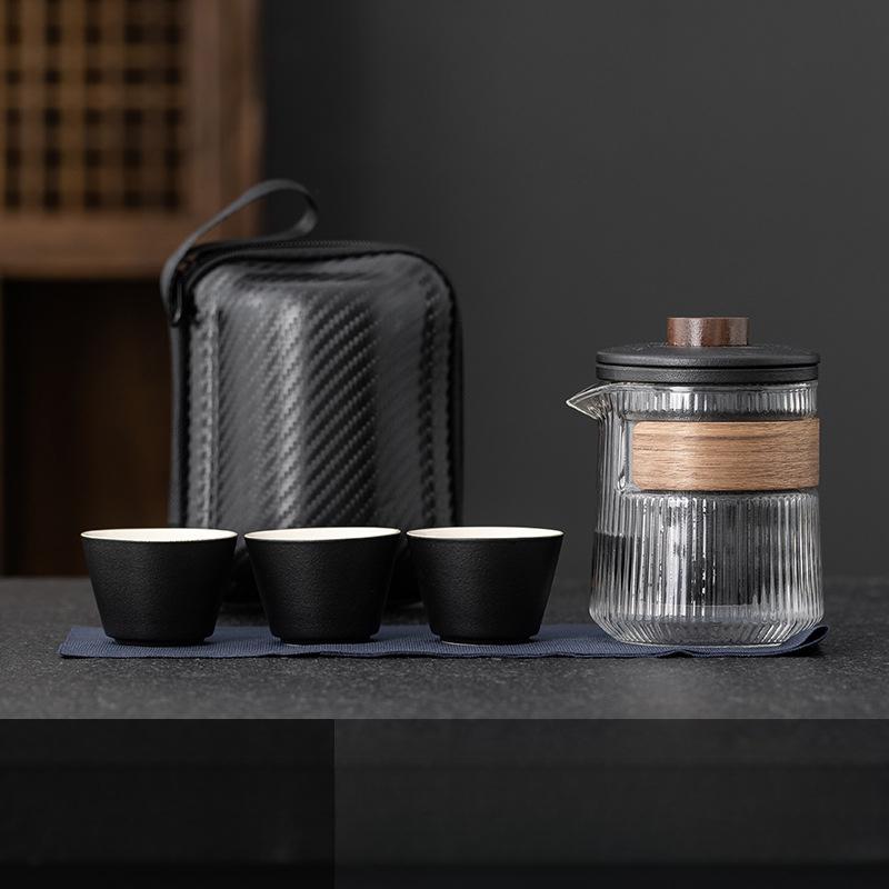 Portable Glass Travel Teaware Sets Outdoor Kung Fu Tea Brewing Portable Heat-resistant Tea Cup