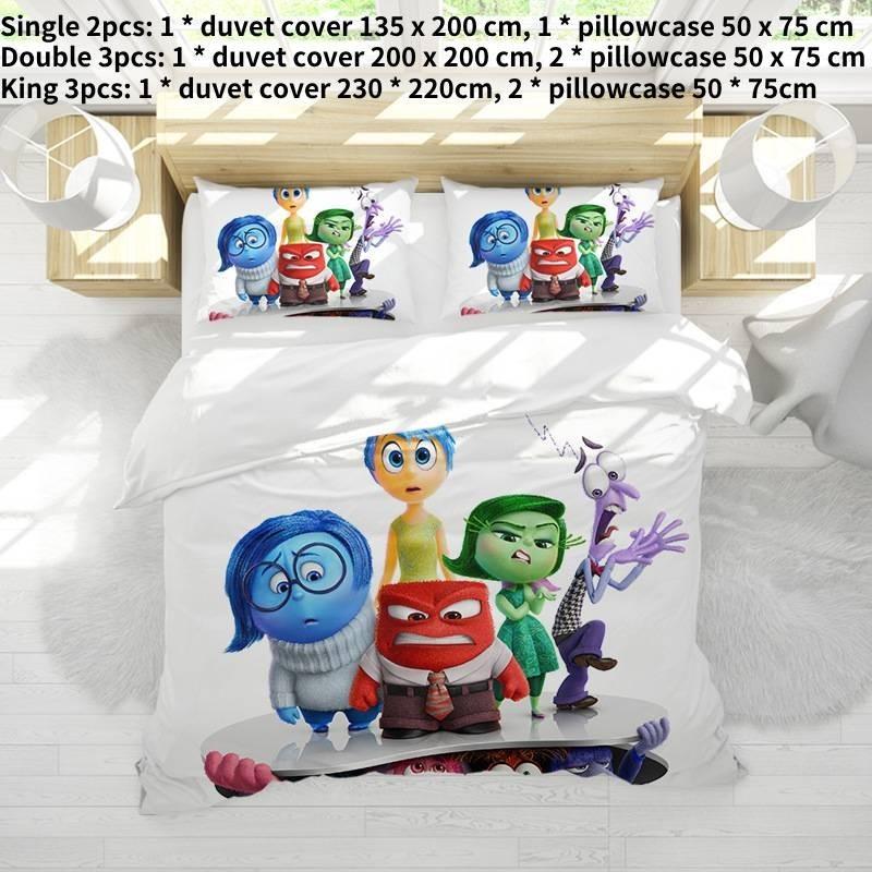 Entzückendes Alles steht Kopf 2 Bettwäsche-Set für Kinder Cartoon Anime Druck Weich und gemütlich