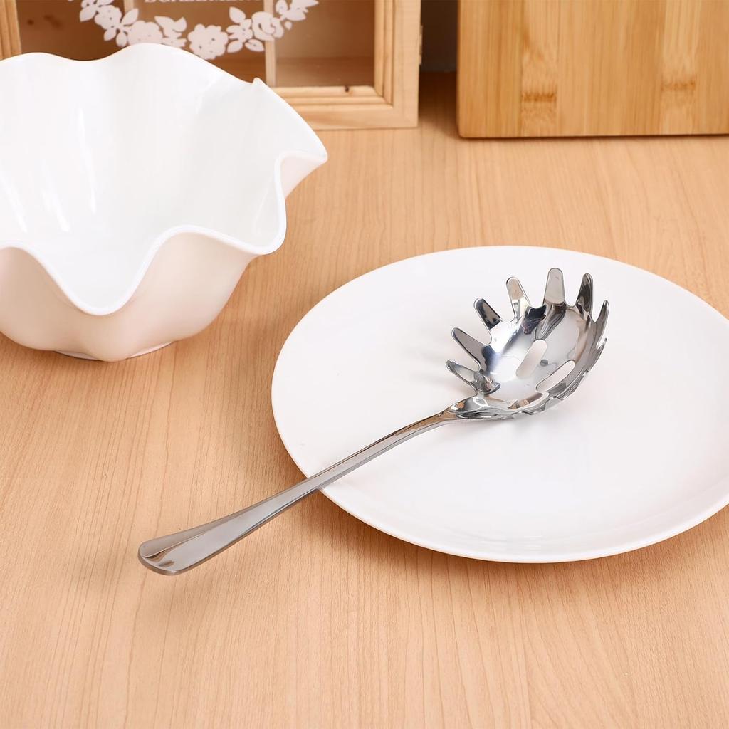 UPKOCH Rostfritt Stål Spaghettislev, Past Gaffel - Halkfri Nudelslev - Bekvämt Grepp Många Användningsområden - Isskopa/Soppskopa, 9.4 tum