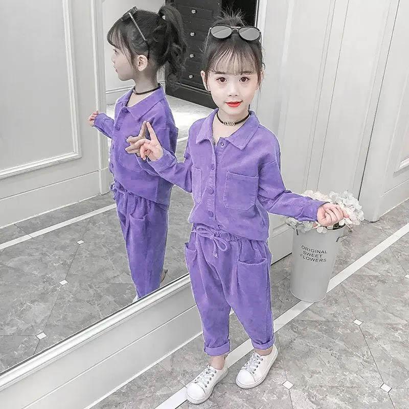 Girls' Suits Spring and Autumn Children's Clothing Children's Two-piece Korean Clothes Female Students Middle-aged Children's Suits