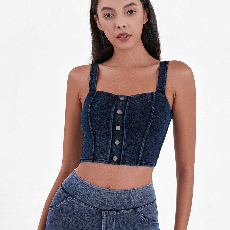 Spring and Summer Women's New High Elastic U-shaped with Chest Pad Suspenders Sports Leisure Fitness Yoga Vest
