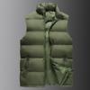 Winter Warm Thick Teen Solid Stand Collar Black Casual Zip Straight Hem Padded Vest