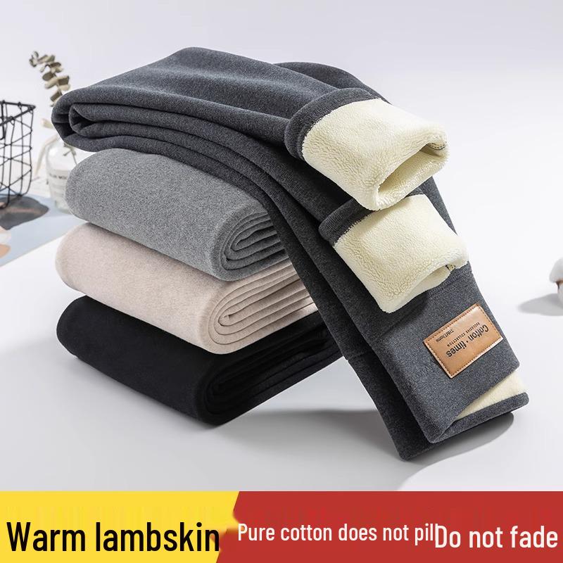 Extra Thick High Waist Women's Lambswool Fleece Leggings with Knee Pads