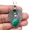 Malachite  Emerald Gemstone Mother's Day Silver Jewelry Pendant  2.25"